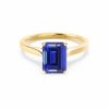 FlorenceEmeraldBlueSapphireLabDiamondEngagementRingYellowGoldSolitaireLilyArkwright1.jpg Emerald Cut Blue Sapphire Engagement Ring
