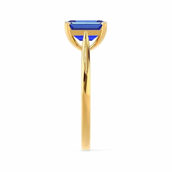FlorenceEmeraldBlueSapphireLabDiamondEngagementRingYellowGoldSolitaireLilyArkwright3_900x.jpg Emerald Cut Blue Sapphire Engagement Ring