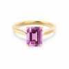 FlorenceEmeraldPinkSapphireLabDiamondEngagementRingYellowGoldSolitaireLilyArkwright1.jpg Pink Sapphire Solitaire Engagement Ring
