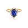Pear Blue Sapphire & Diamond Halo Setting Engagement Ring