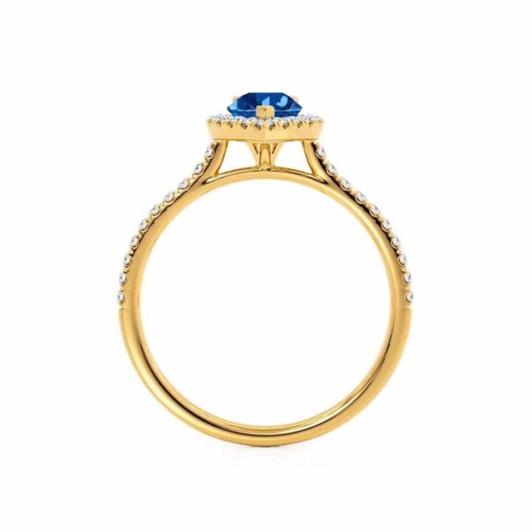 Pear Blue Sapphire & Diamond Halo Setting Engagement Ring