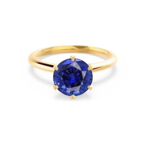 Blue Sapphire 6 Prong Knife Edge Solitaire Ring