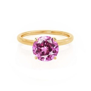 Round Pink Sapphire Petite Solitaire Engagement Ring