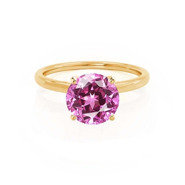 Round Pink Sapphire Petite Solitaire Engagement Ring