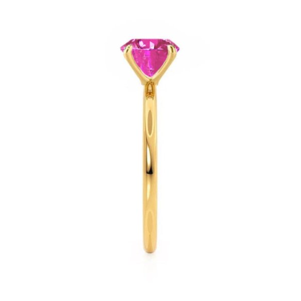 Round Pink Sapphire Petite Solitaire Engagement Ring