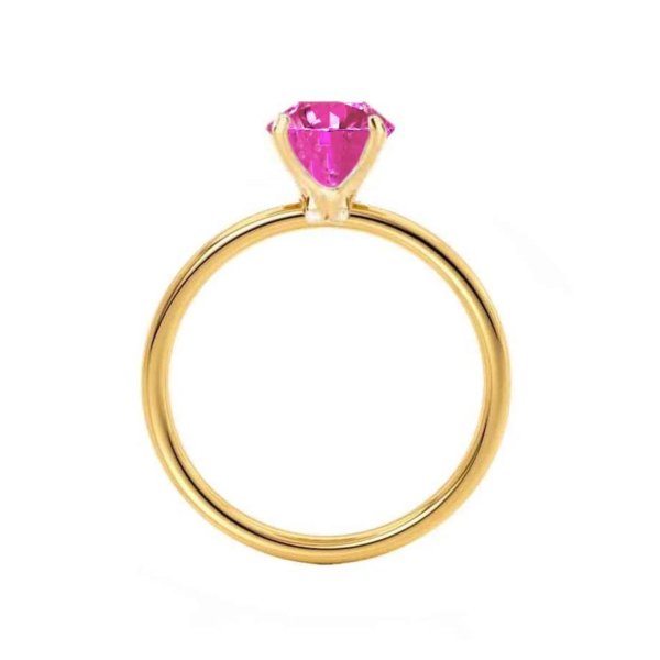 Round Pink Sapphire Petite Solitaire Engagement Ring