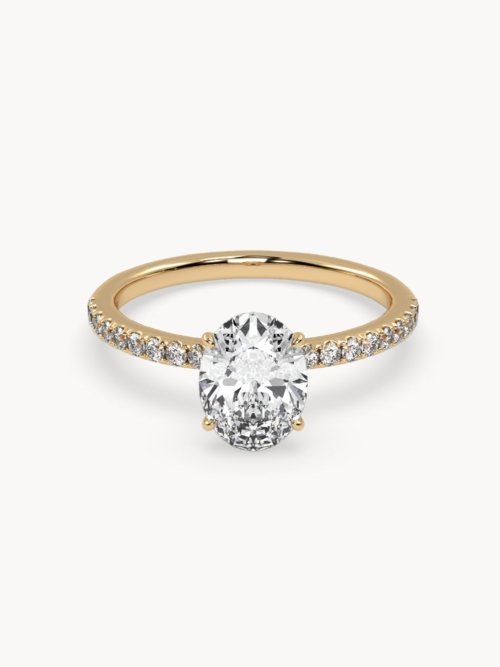 Oval Cut Solitaire Pavé Setting Ring