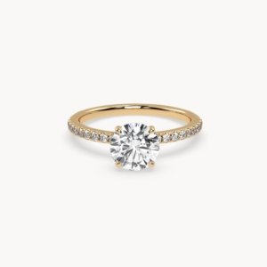 Round Brilliant Cut Solitaire Pavé Setting Ring