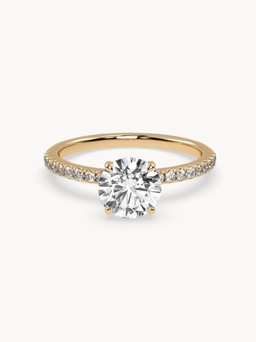 Round Brilliant Cut Solitaire Pavé Setting Ring