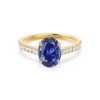 Blue Sapphire Oval And Diamond Pavé Engagement Ring