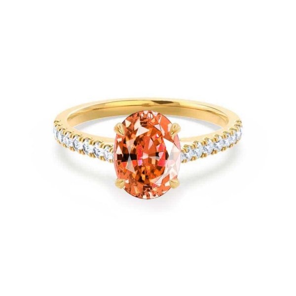 Padparadscha Oval And Diamond Pavé Engagement Ring