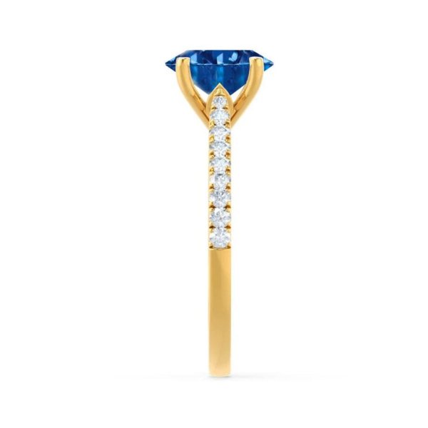Blue Sapphire Oval And Diamond Pavé Engagement Ring