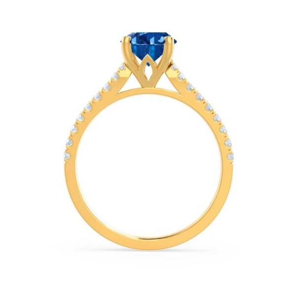 Blue Sapphire Oval And Diamond Pavé Engagement Ring