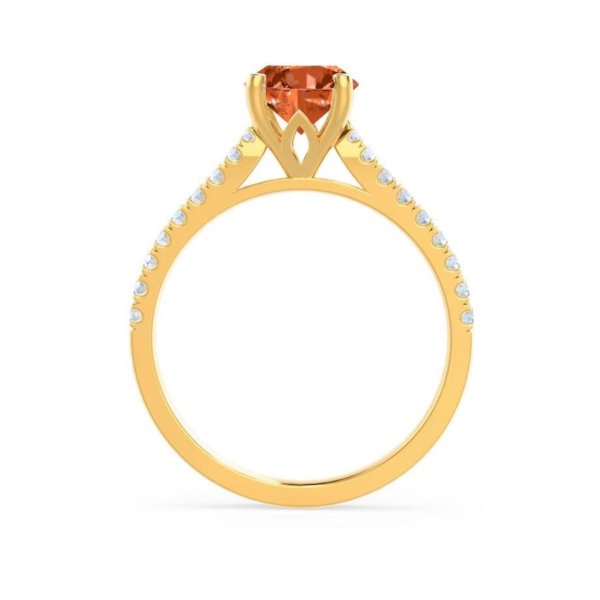 Padparadscha Oval And Diamond Pavé Engagement Ring