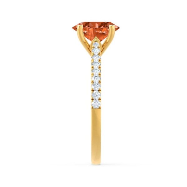 Padparadscha Oval And Diamond Pavé Engagement Ring