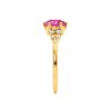Round Pink Sapphire Starburst Cluster Shoulder Set Engagement Ring