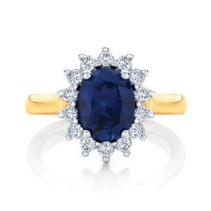 Diana Sapphire Engagement Ring Halo Setting with Diamonds