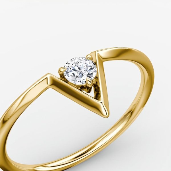 V Solitaire Diamond Ring