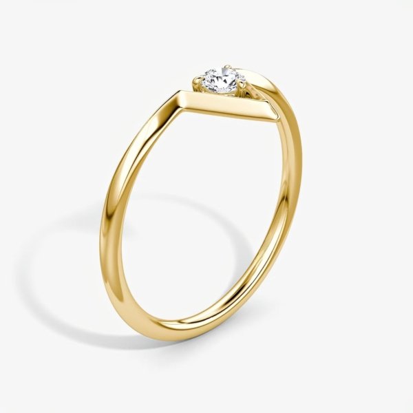 V Solitaire Diamond Ring