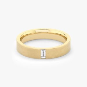 Brushed Baguette Diamond Engagement Band