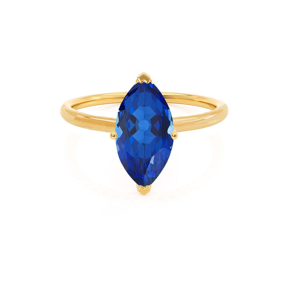 Marquise Blue Sapphire Petite Solitaire Ring