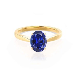 Oval Blue Sapphire Solitaire Ring