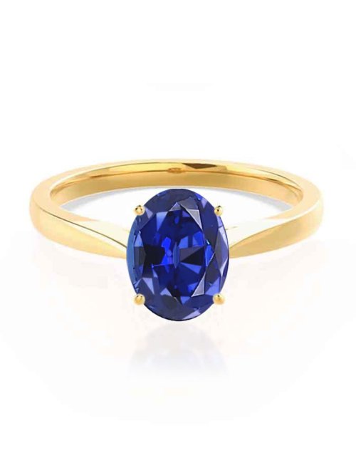 Oval Blue Sapphire Solitaire Ring