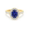 Sapphire Engagement Ring Halo And Pavé Setting with Diamonds