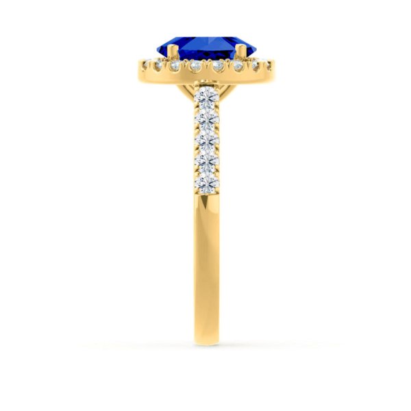 Sapphire Engagement Ring Halo And Pavé Setting with Diamonds