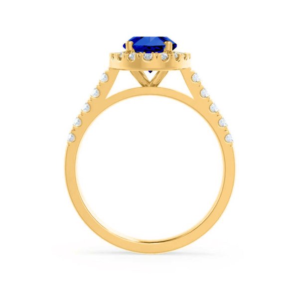 Sapphire Engagement Ring Halo And Pavé Setting with Diamonds